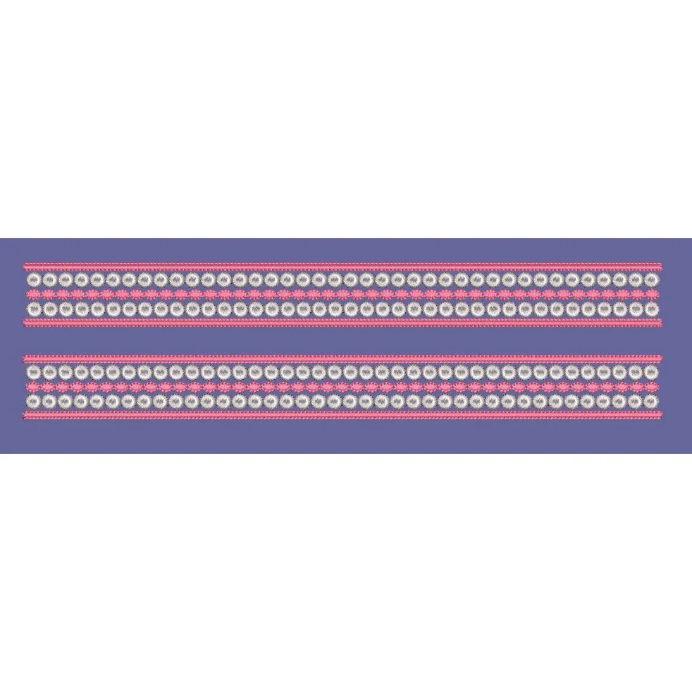 Parallel Pink and Cream Beaded Border Embroidery Design