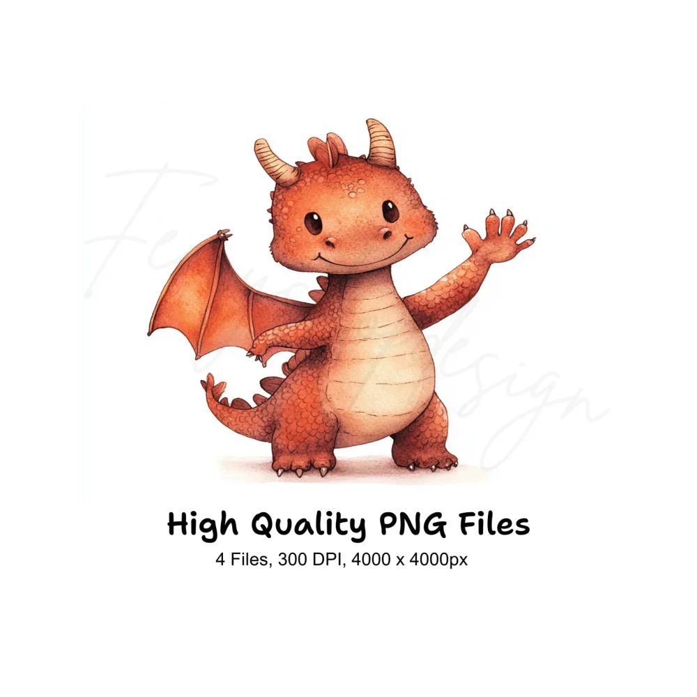 Friendly Waving Dragon Clipart Bundle