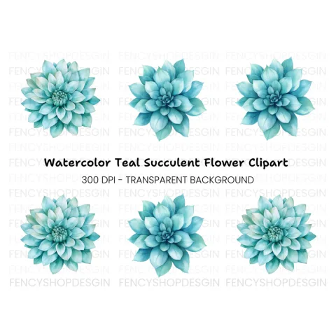 Blue Dahlia Flower Clipart Bundle