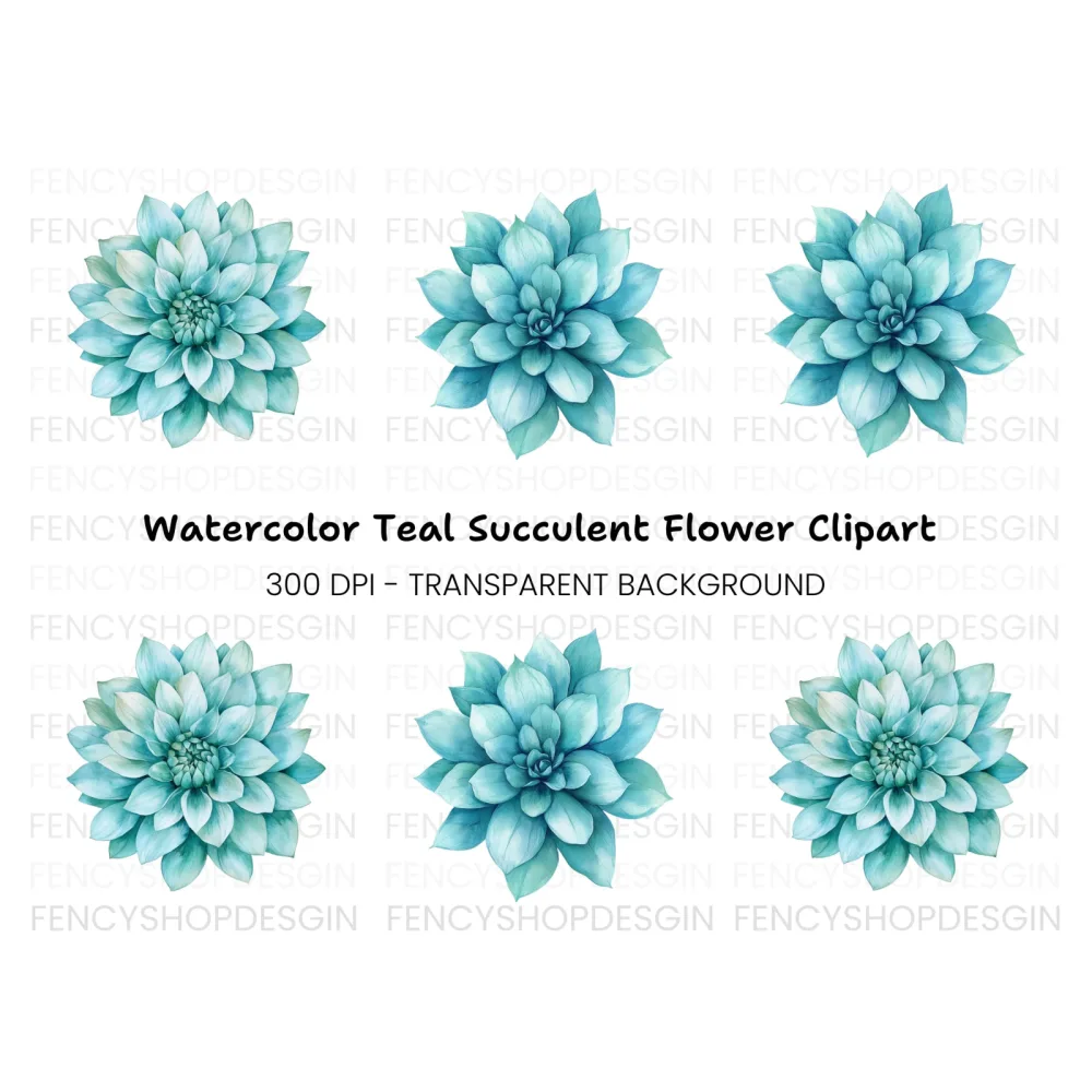 Blue Dahlia Flower Clipart Bundle