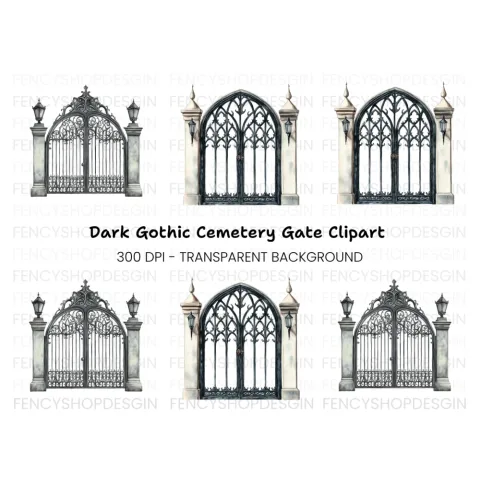 Ornate Gothic Gate Clipart Bundle