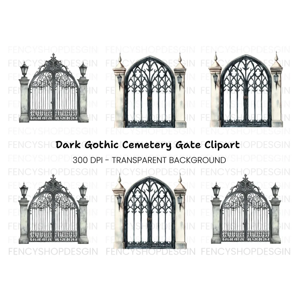 Ornate Gothic Gate Clipart Bundle