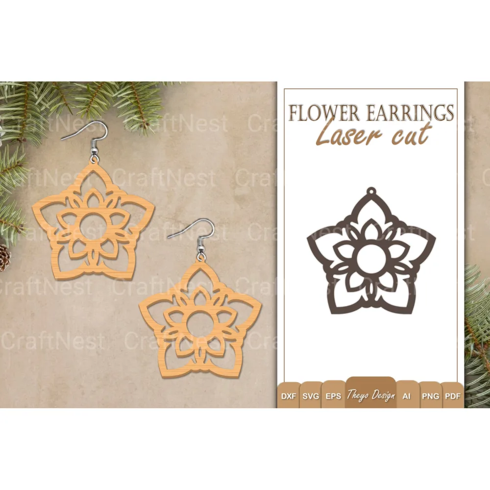 Earrings Flower SVG Bundle SVG