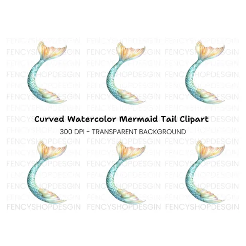 Colorful Mermaid Tail Clipart Bundle