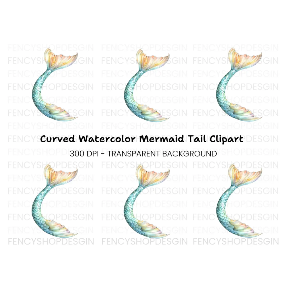 Colorful Mermaid Tail Clipart Bundle