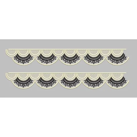 Scallop Edge Monochrome Border Embroidery Design