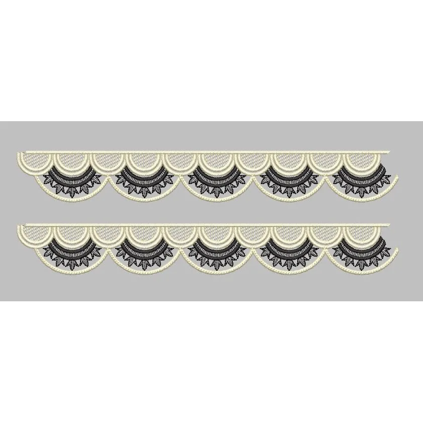 Scallop Edge Monochrome Border Embroidery Design
