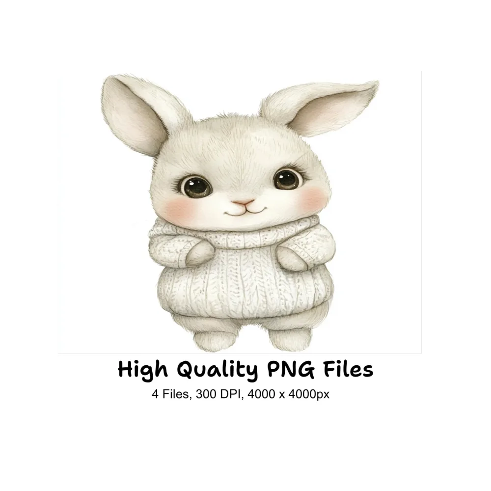Charming Fluffy Bunny Clipart Bundle