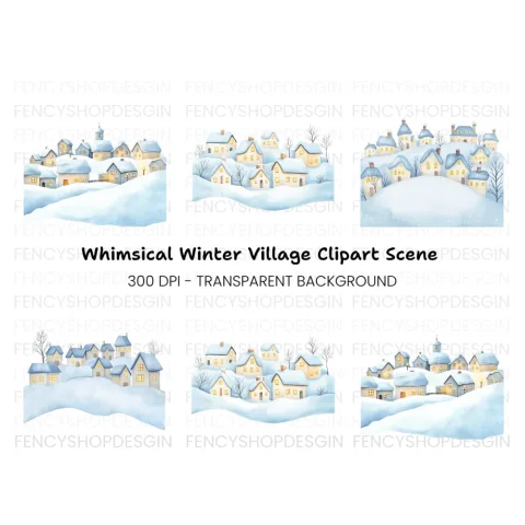 Winter Village Clipart Bundle