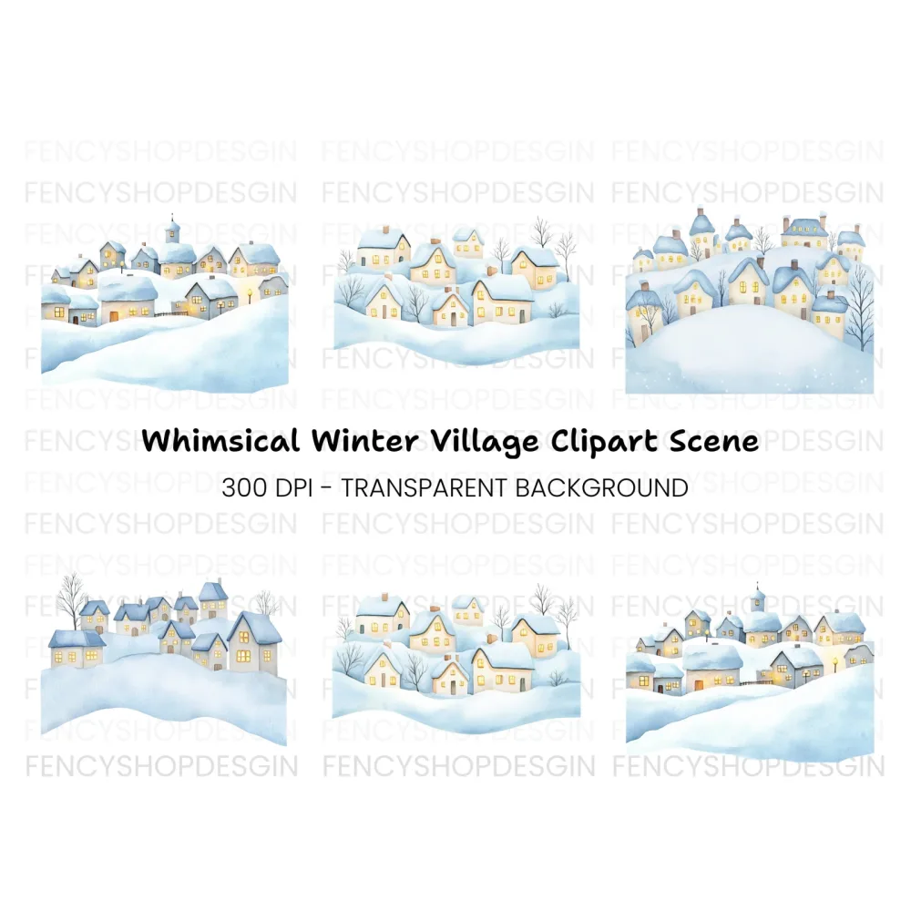 Winter Village Clipart Bundle