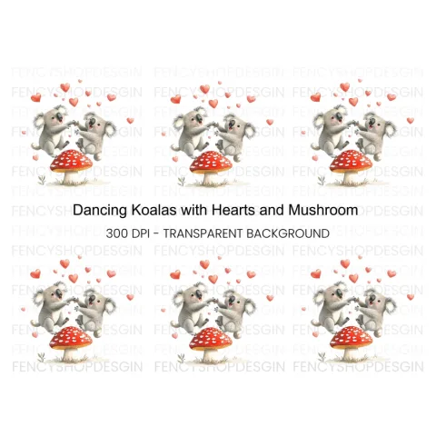Playful Koalas on Mushroom Clipart Bundle