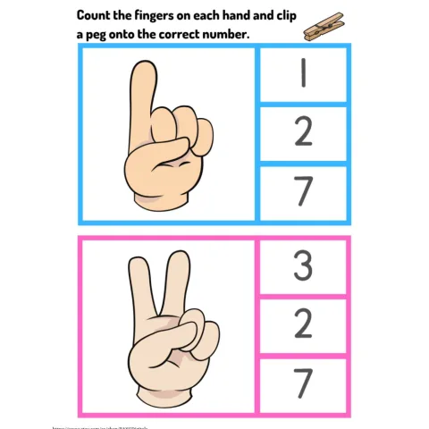 Finger Counting Clip Card Worksheets