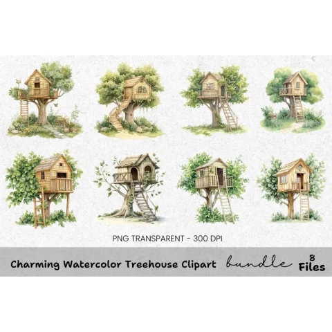 Charming Treehouse Clipart Bundle