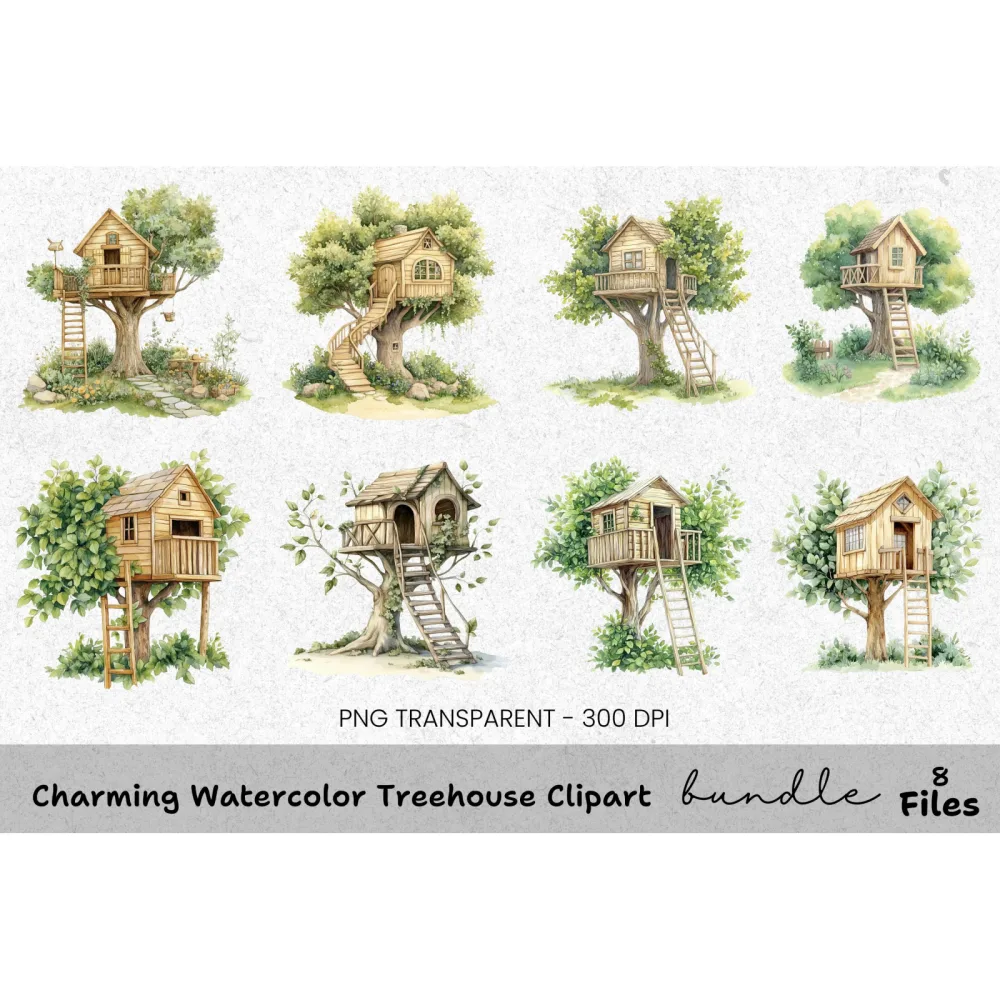Charming Treehouse Clipart Bundle