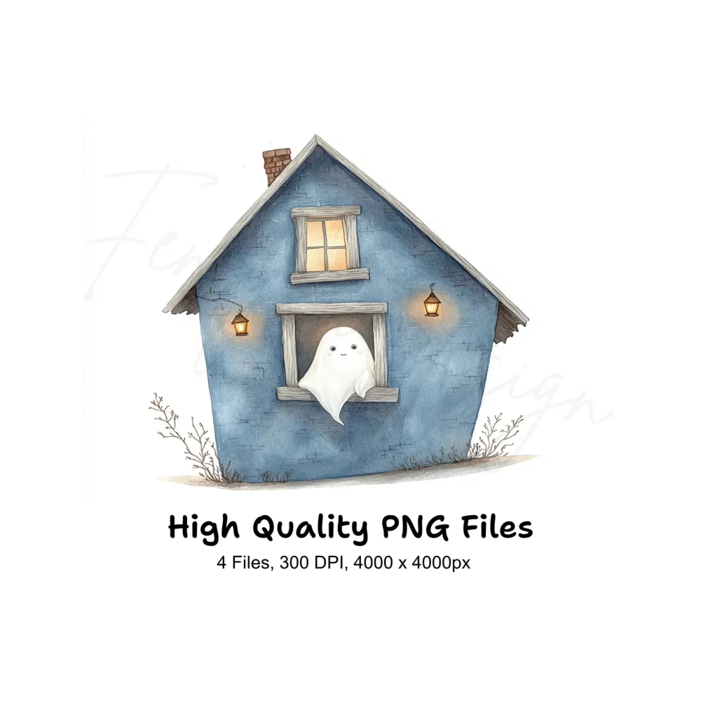 Cute Ghost Haunted House Clipart Bundle