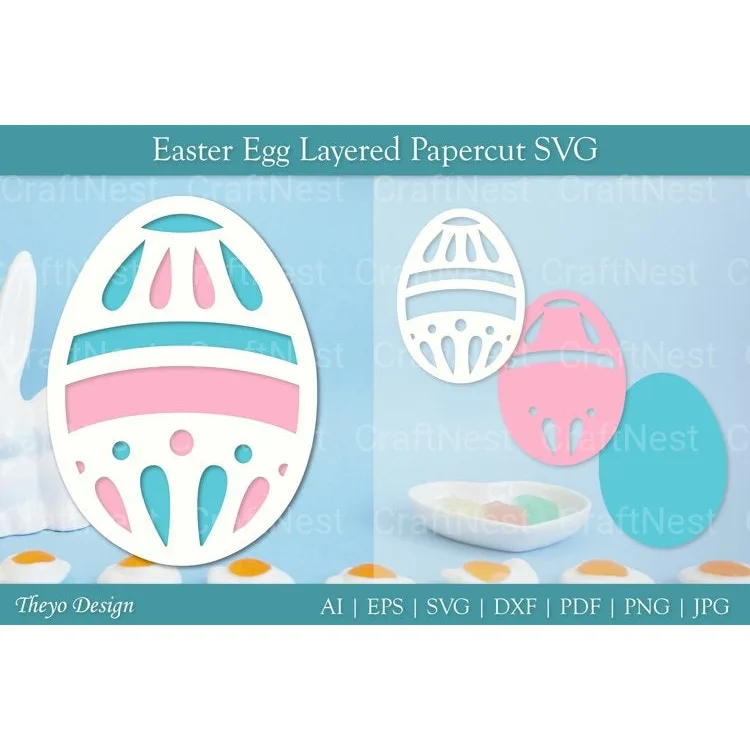 Easter Egg Layered Papercut SVG Bundle