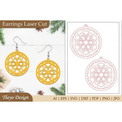 Mandala Lasercut Earrings SVG Bundle