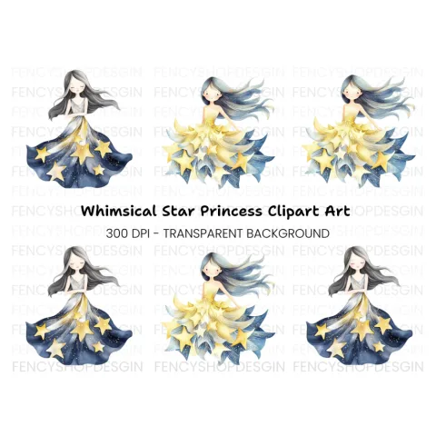 Starry Night Fairies Clipart Bundle