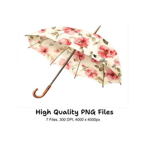 Floral Umbrellas Clipart Bundle