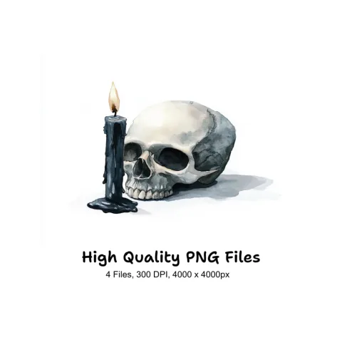 Gothic Skull Candle Clipart Bundle
