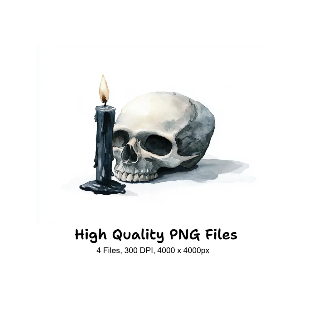 Gothic Skull Candle Clipart Bundle
