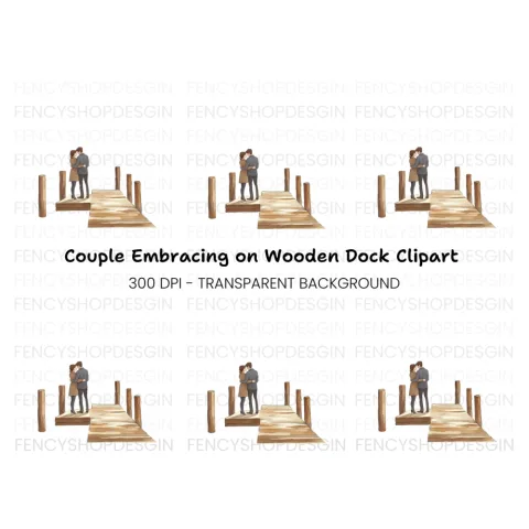 Romantic Couple on Dock Clipart Bundle