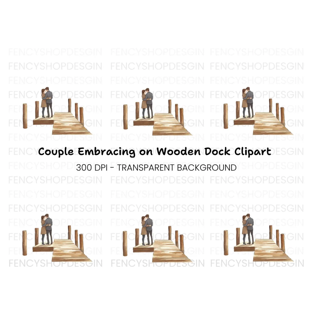 Romantic Couple on Dock Clipart Bundle