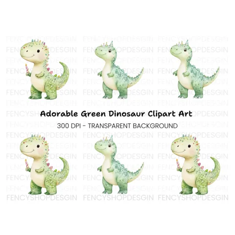 Cute Dinosaur Birthday Party Clipart Bundle