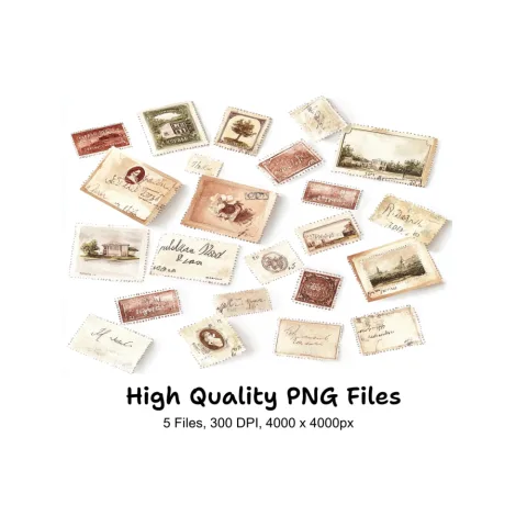 Assorted Vintage Postage Letters Clipart Bundle