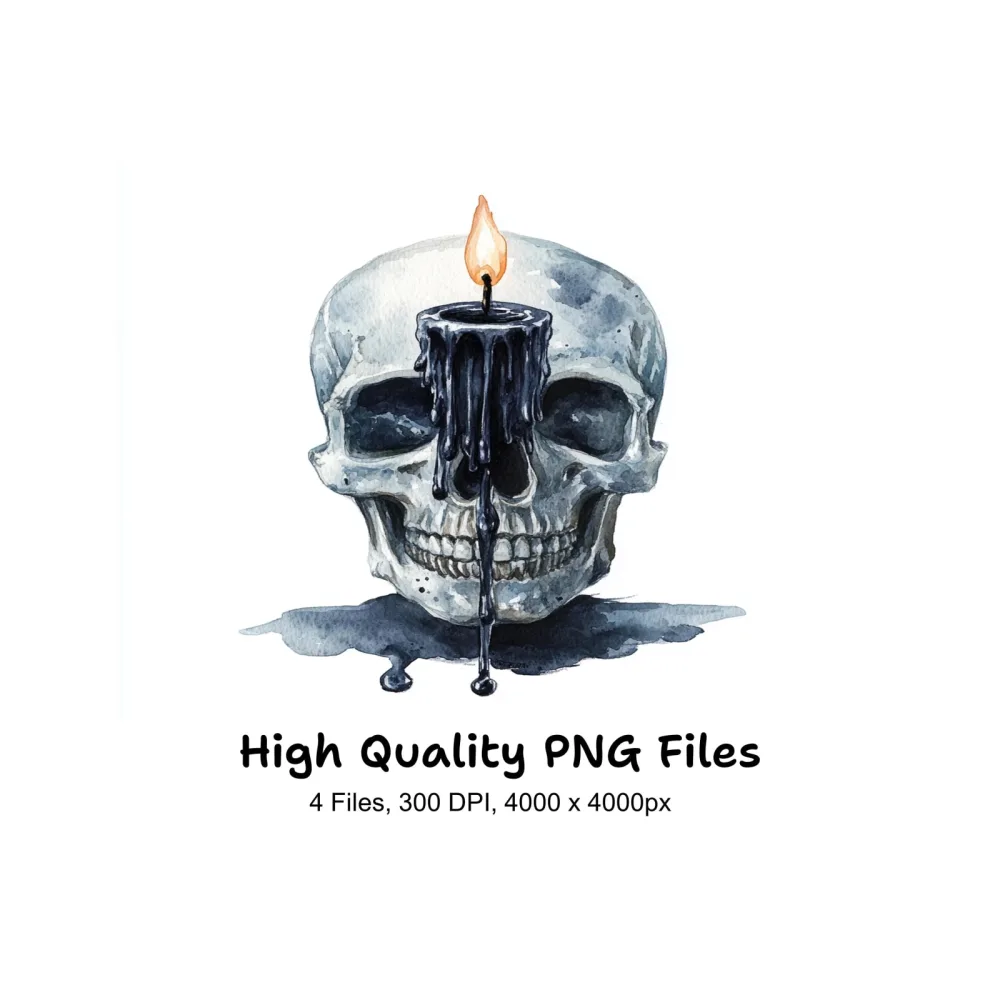Skull Candle Clipart Bundle