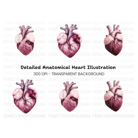 Realistic Human Heart Clipart Bundle