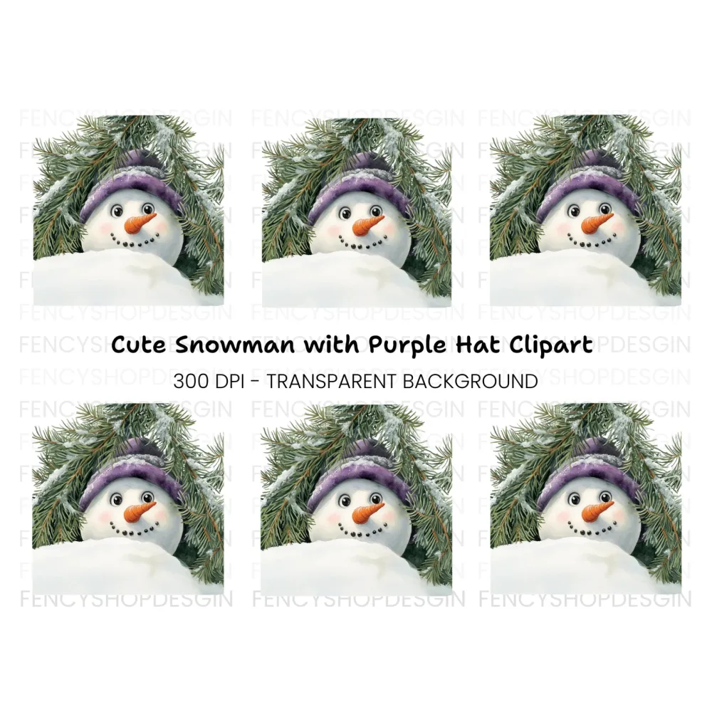 Cute Snowman Peeking Winter Clipart Bundle