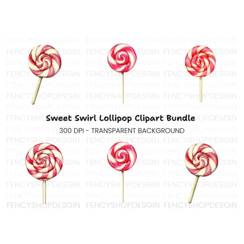 Sweet Swirl Lollipop Clipart Bundle