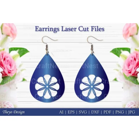 Laser Cut Flower Earrings SVG Bundle