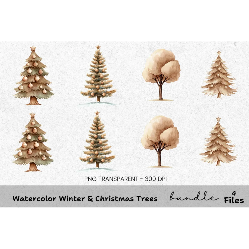 Winter Christmas Trees Clipart Bundle