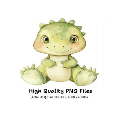 Green Baby Dinosaur Clipart Bundle