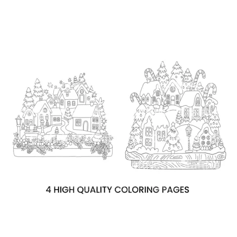 Winter Village Houses Coloring Books