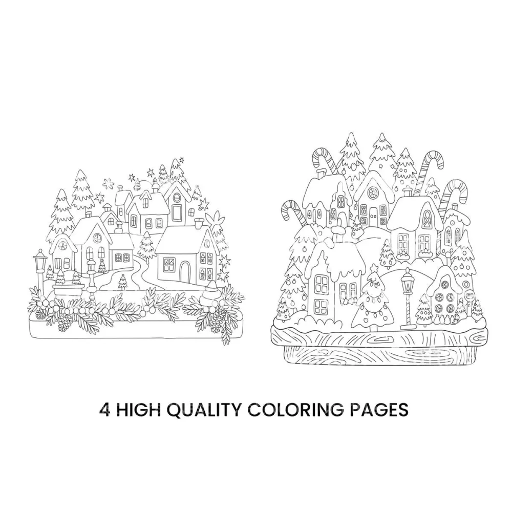 Winter Village Houses Coloring Books