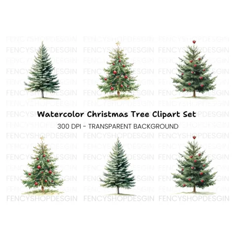 Festive Christmas Tree Clipart Bundle