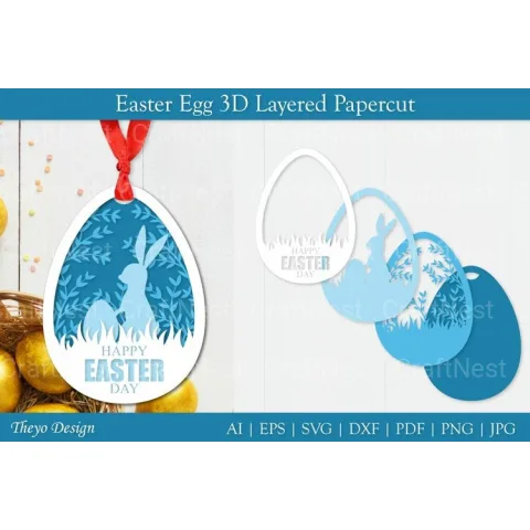 Easter Egg Layered Papercut SVG Bundle