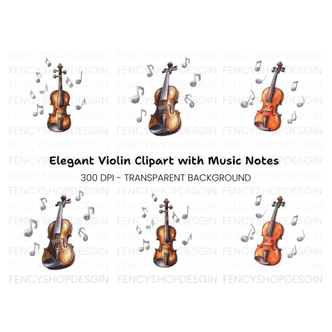 Elegant Violin Clipart Bundle