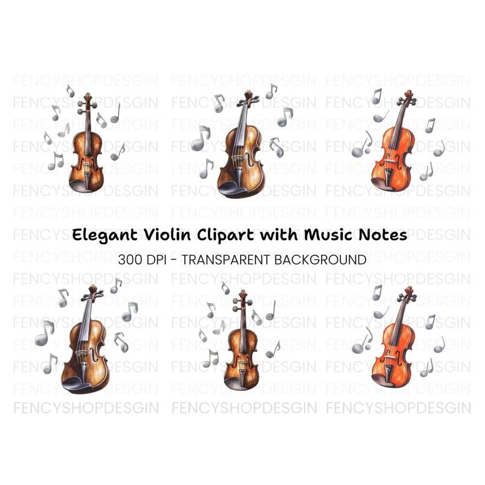 Elegant Violin Clipart Bundle