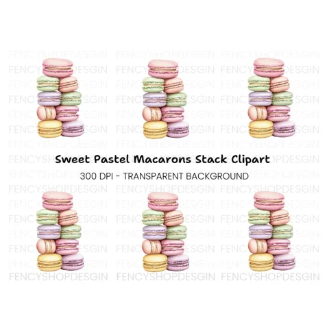 Colorful Macaron Tower Clipart Bundle