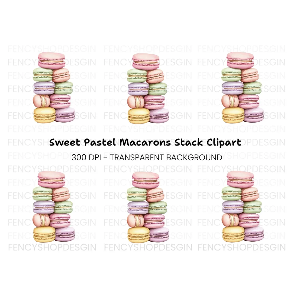 Colorful Macaron Tower Clipart Bundle