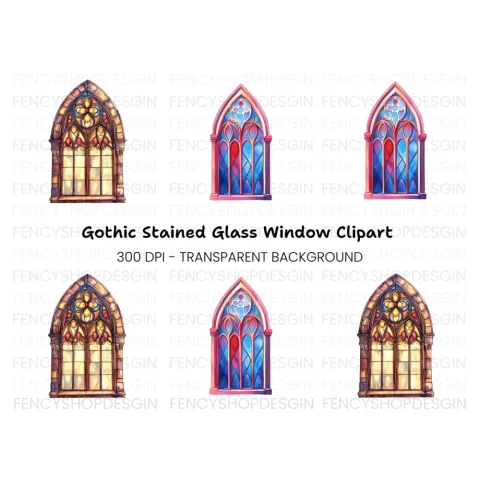 Stained Glass Window Clipart Bundle