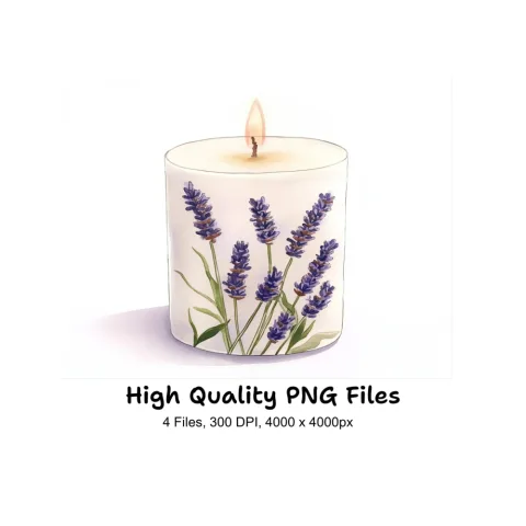 Elegant Lavender Scented Candle Clipart Bundle