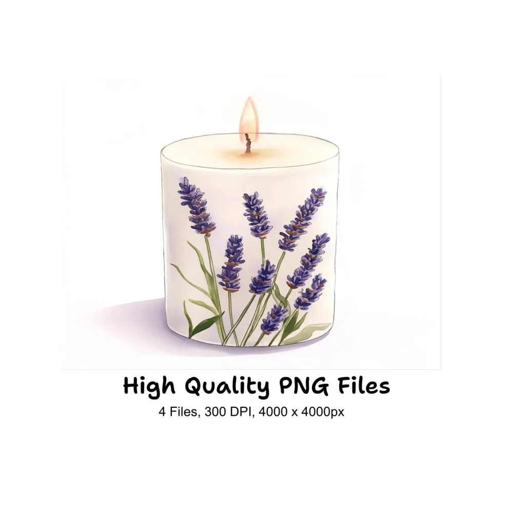 Elegant Lavender Scented Candle Clipart Bundle