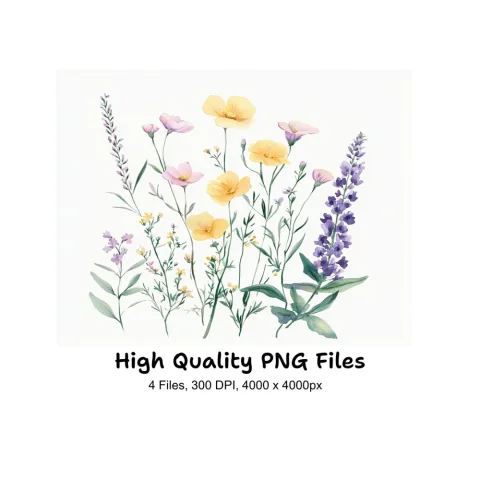 Vibrant Wildflower Clipart Bundle