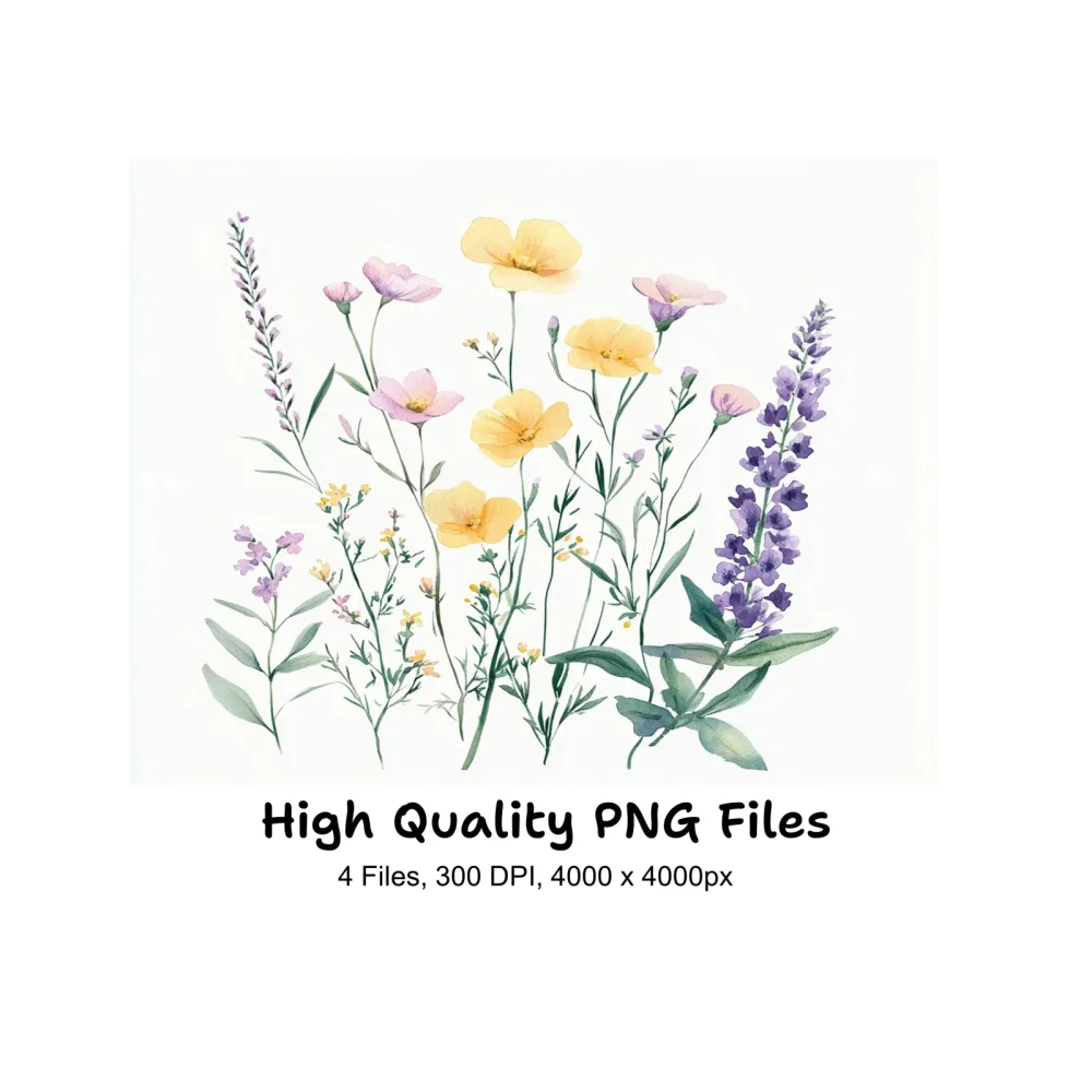 Vibrant Wildflower Clipart Bundle