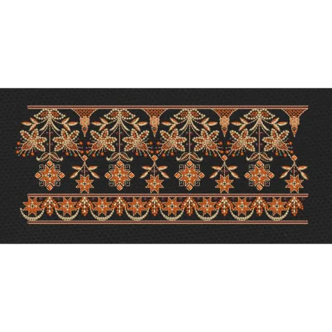 Floral Border Golden Flowers Lines Embroidery Design